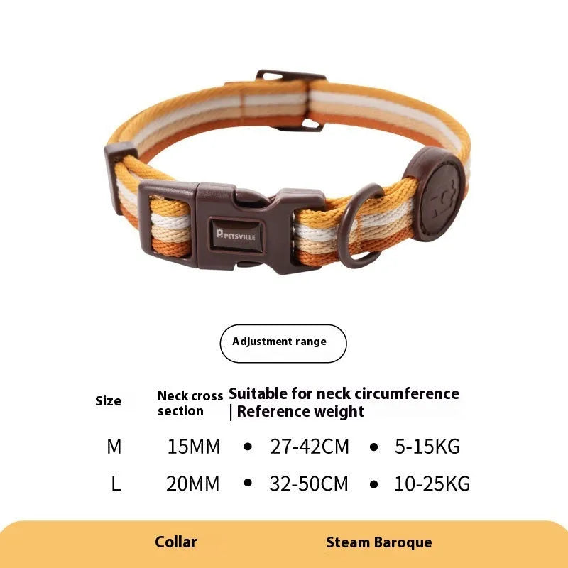Retro dog collar and chest back harness set for small and medium dogs with hand-holding rope in multiple colours
