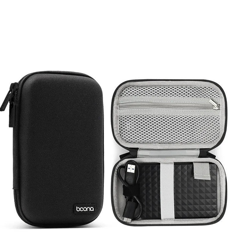 A grey and a black Oxford cloth protective case for a 2.5-inch mobile hard disk.