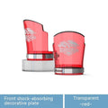 Pair of transparent silver PC motorcycle shock absorber protective sleeves with stainless steel clamps.