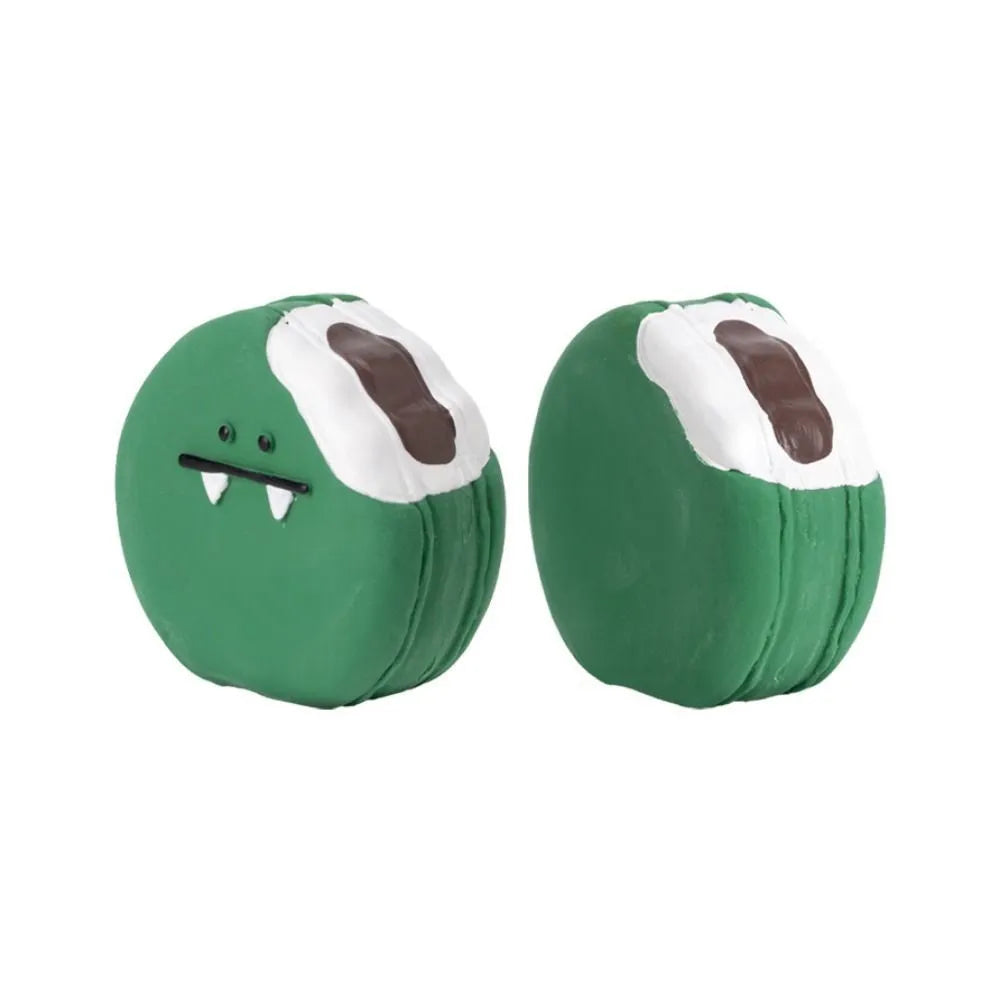 Yellow and green cartoon patterned bread egg shaped latex dog chew squeaky toy