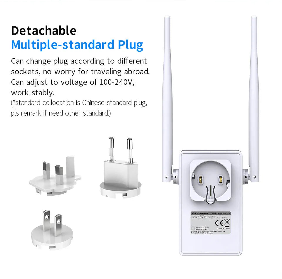 Dual-band AC1200 wireless relay router with four 3dBi antennas, four RJ-45 ports, black or white