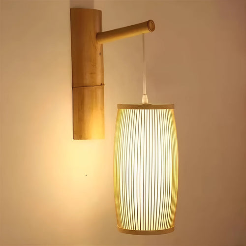 Natural woven bamboo pendant ceiling light with E27 lamp holder