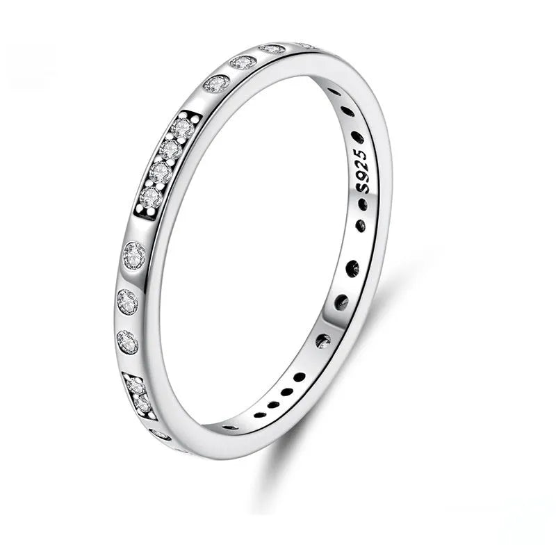 Moss Password I Love You silver alloy ring with oxidised black finish, shown in women's sizes.