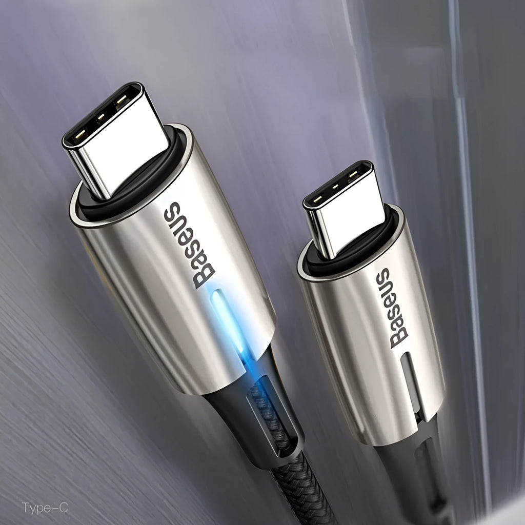 Purple and red 1-metre Dual USB Type-C data cable with PD fast charging support.