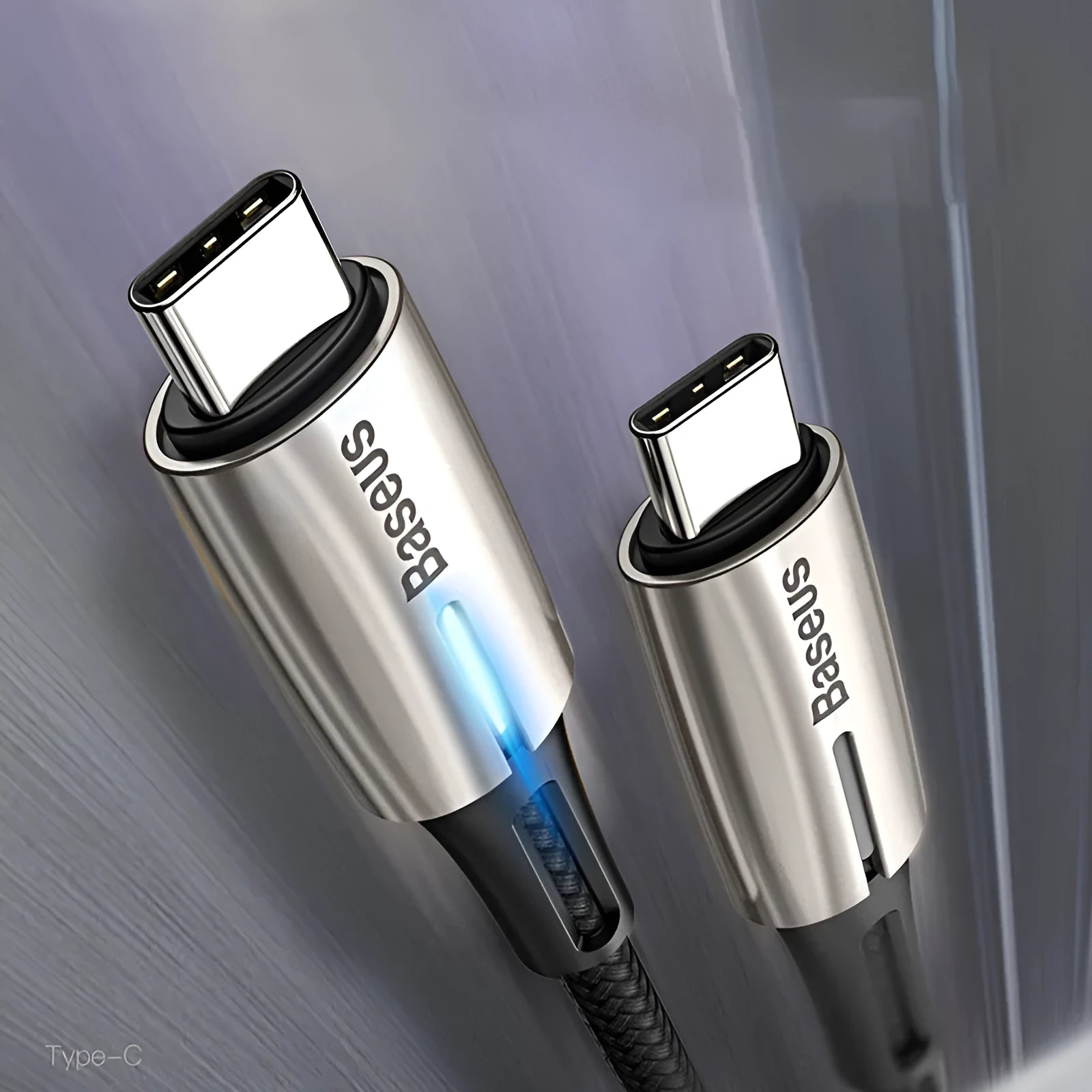 Purple and red 1-metre Dual USB Type-C data cable with PD fast charging support.