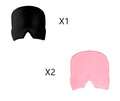 Black elastic gel eye mask for headache relief showing 22x17 cm dimensions
