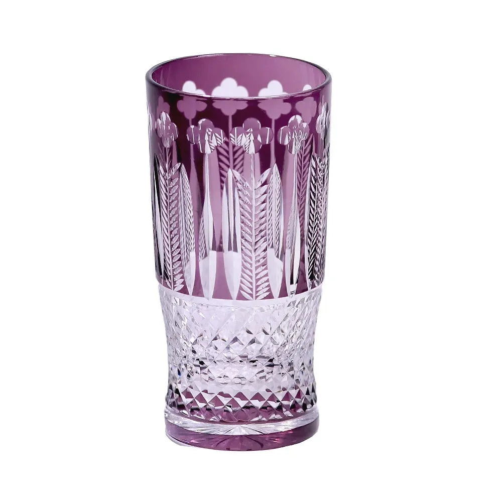 Japanese Edo cut crystal glass wine cup hand-carved simple style 201-300ml capacity