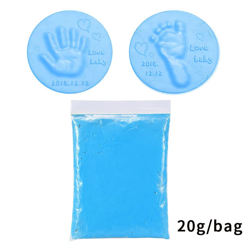 Baby handprint footprint clay kit with 20g soft non-toxic moulding paste in multiple colours