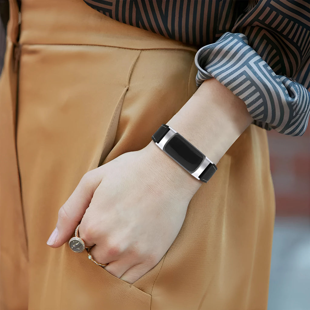 Genuine leather replacement strap for Fitbit Charge 5 and Charge 6 in multiple colour options.