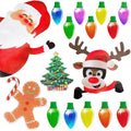 Christmas magnetic reflective bulb set with 24 bulb shapes and 12 wire elements on metal surface