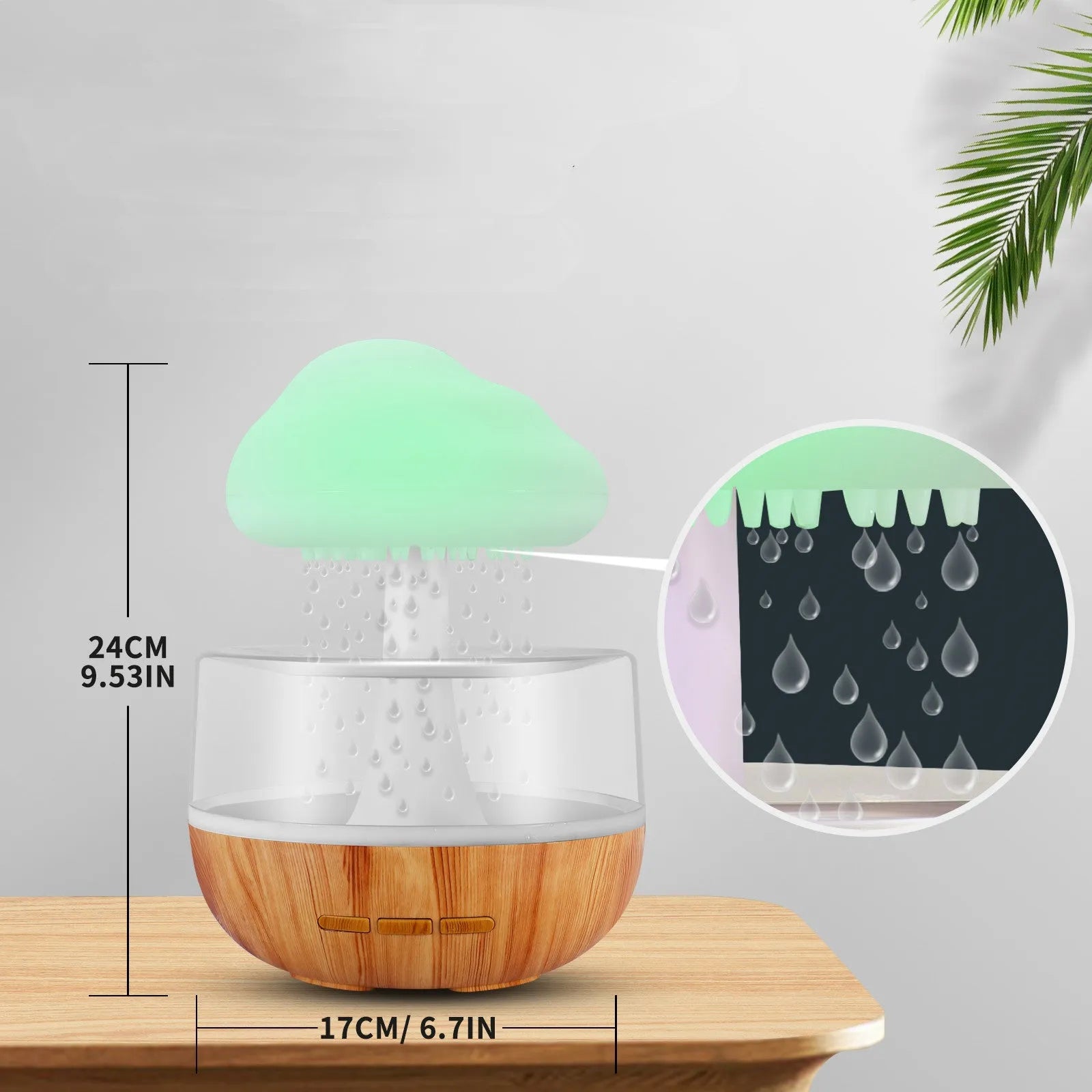 White USB-powered humidifier and essential oil diffuser with colour-changing night light on a table.