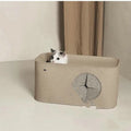 Foldable khaki felt cat nest shown unfolded, suitable as a pet bed or cage liner.