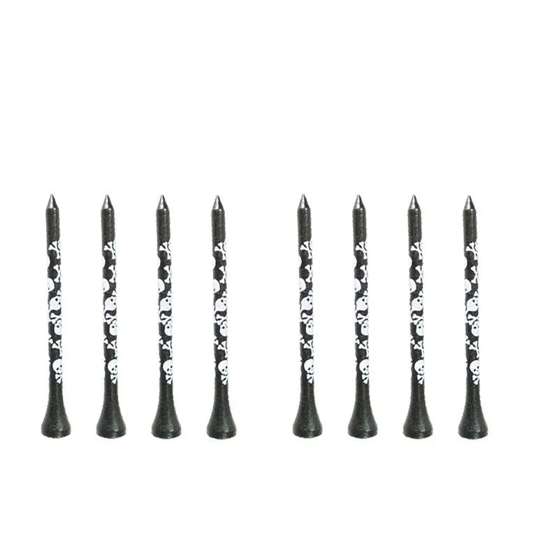 Black skull print bamboo golf spike dowel pins in 70mm and 83mm sizes