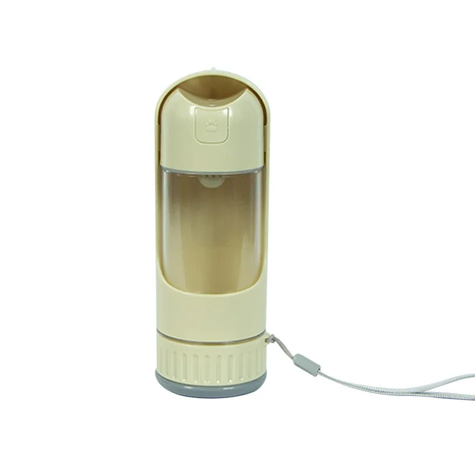 Portable folding plastic pet cup 350ml in Beige White on a travel surface