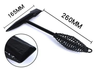 Welding slag hammer with a spring steel handle and a high carbon steel head, shown with weight options.