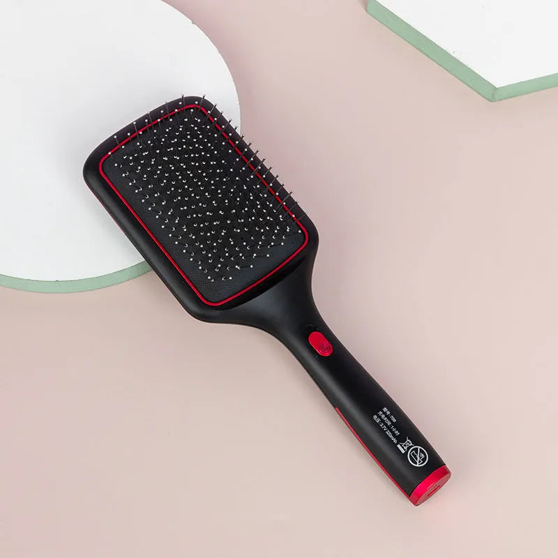 Wireless charging straight hair comb with negative ions and vibration, black tourmaline ceramic design