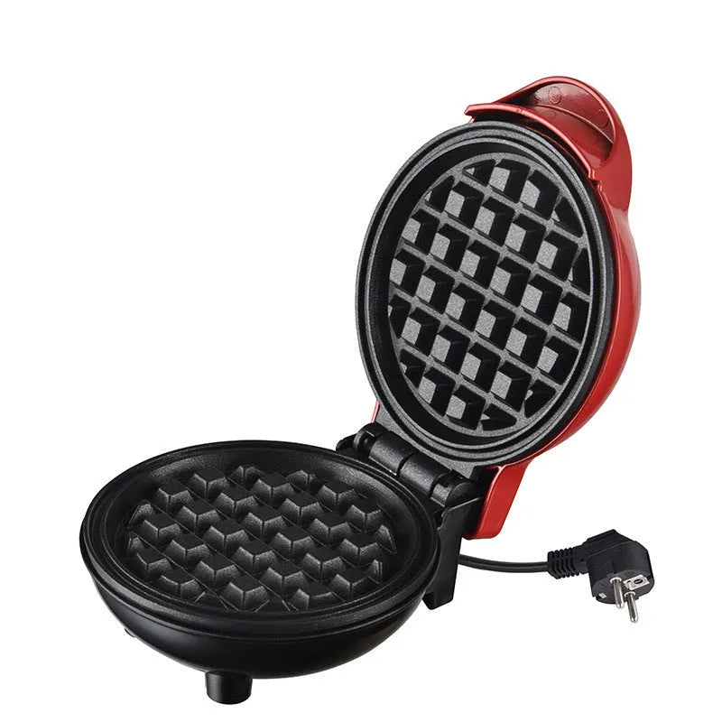 Mini waffle machine electric breakfast maker 16.5x8.5x12.5cm in white pink black red or green