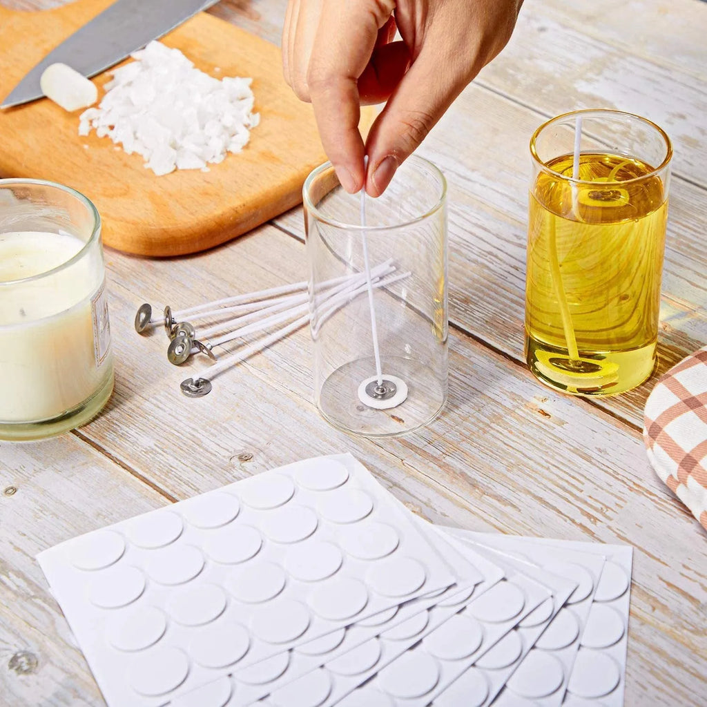 Round candle wick sticker foam pads in 15mm and 20mm dot diameters for soy wax candle making