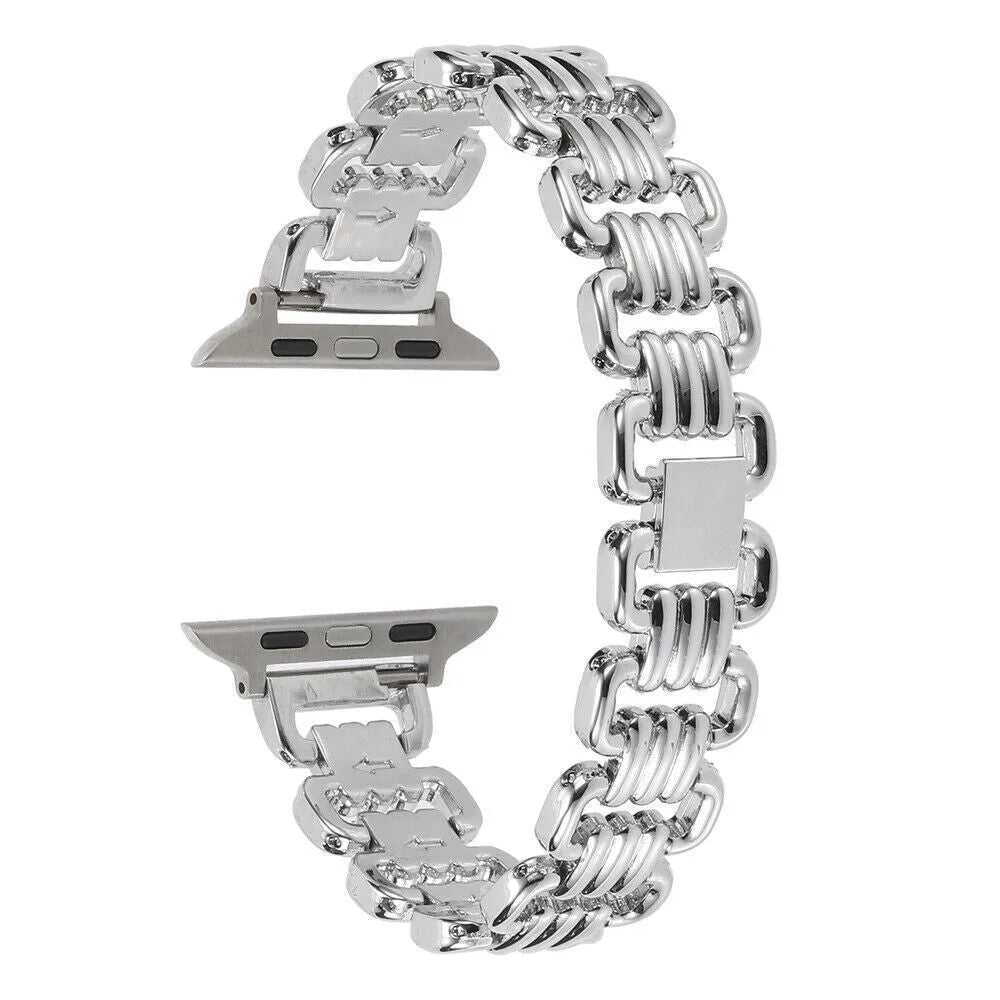 Alloy metal ladies watch bracelet replacement strap for Apple Watch in five colour options.