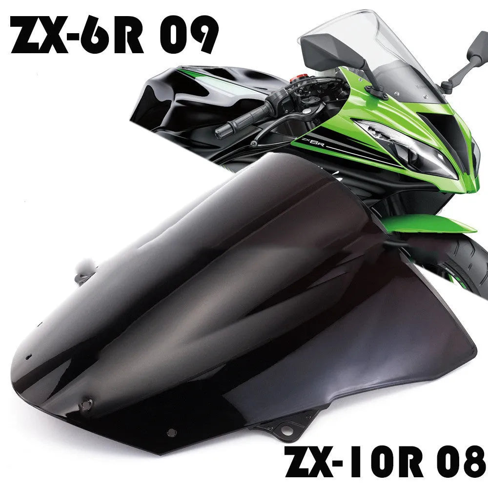 Motorcycle windscreen for Kawasaki ZX-6R and ZX-10R in blue and brown options