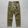 Men's straight-leg cotton casual trousers in grey, army green, and khaki colours on a mid-rise waist.