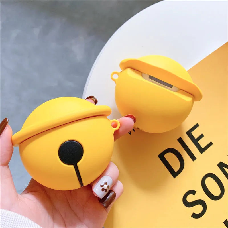 Yellow silicone bell-shaped case for AirPods 1 and 2 wireless headphones