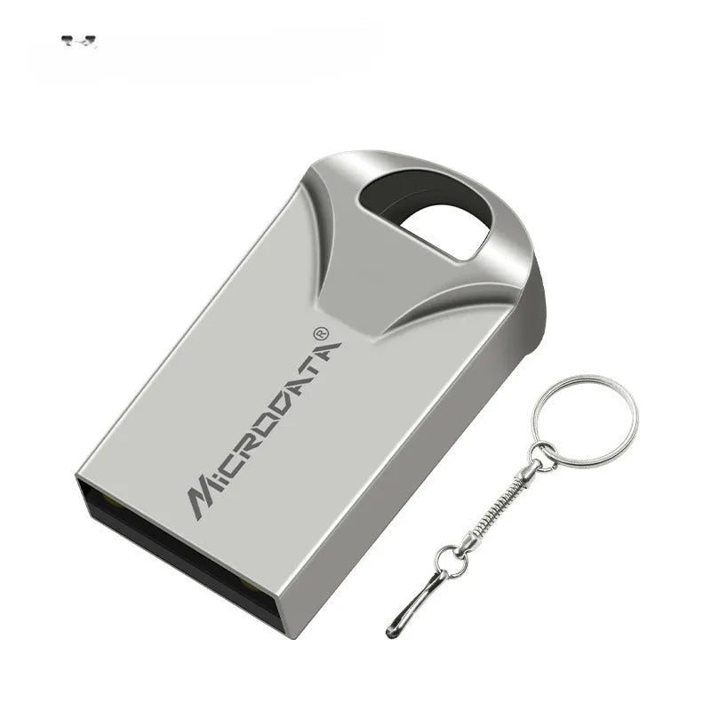 Metal USB flash drive necklace with chain in black colour showing compact 10mm square design