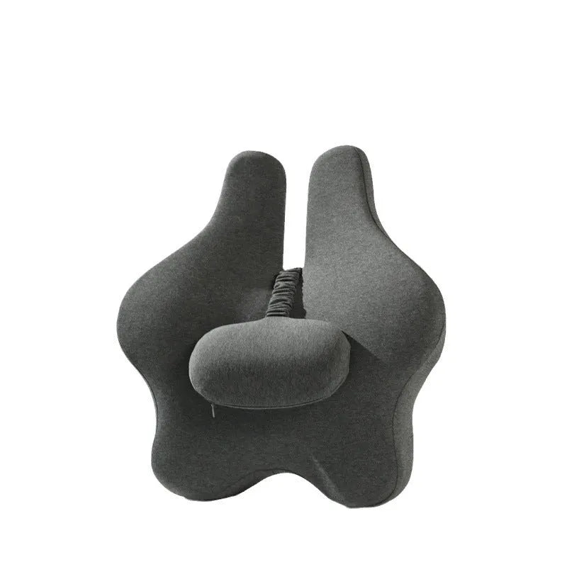 Black memory foam car lumbar support cushion showing simple solid colour design.