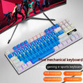 K87 wired mechanical gaming keyboard with metal base, shown in blue white colour with green mechanical switches.