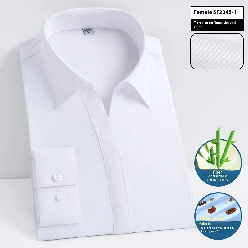 Men's slim fit waterproof bamboo business shirt with square collar and long sleeves
