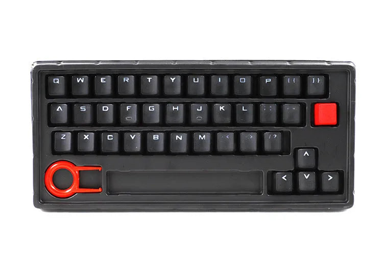 37-key PBT word-through keycap set with blue, green, orange, pink, purple, and yellow arrow options
