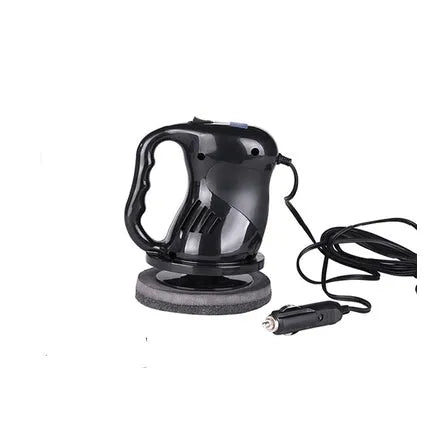 12V car polishing machine with ergonomic handle, thick cigarette lighter cord, black and orange colours