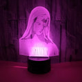 3D LED night light for kids with colourful dual-ring pattern on acrylic panel and remote control.