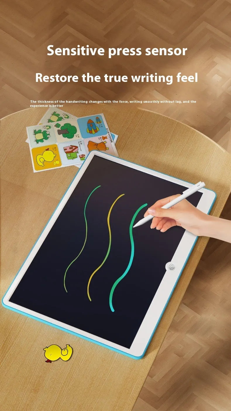 19-inch blue and white LCD drawing tablet for children with stylus on screen