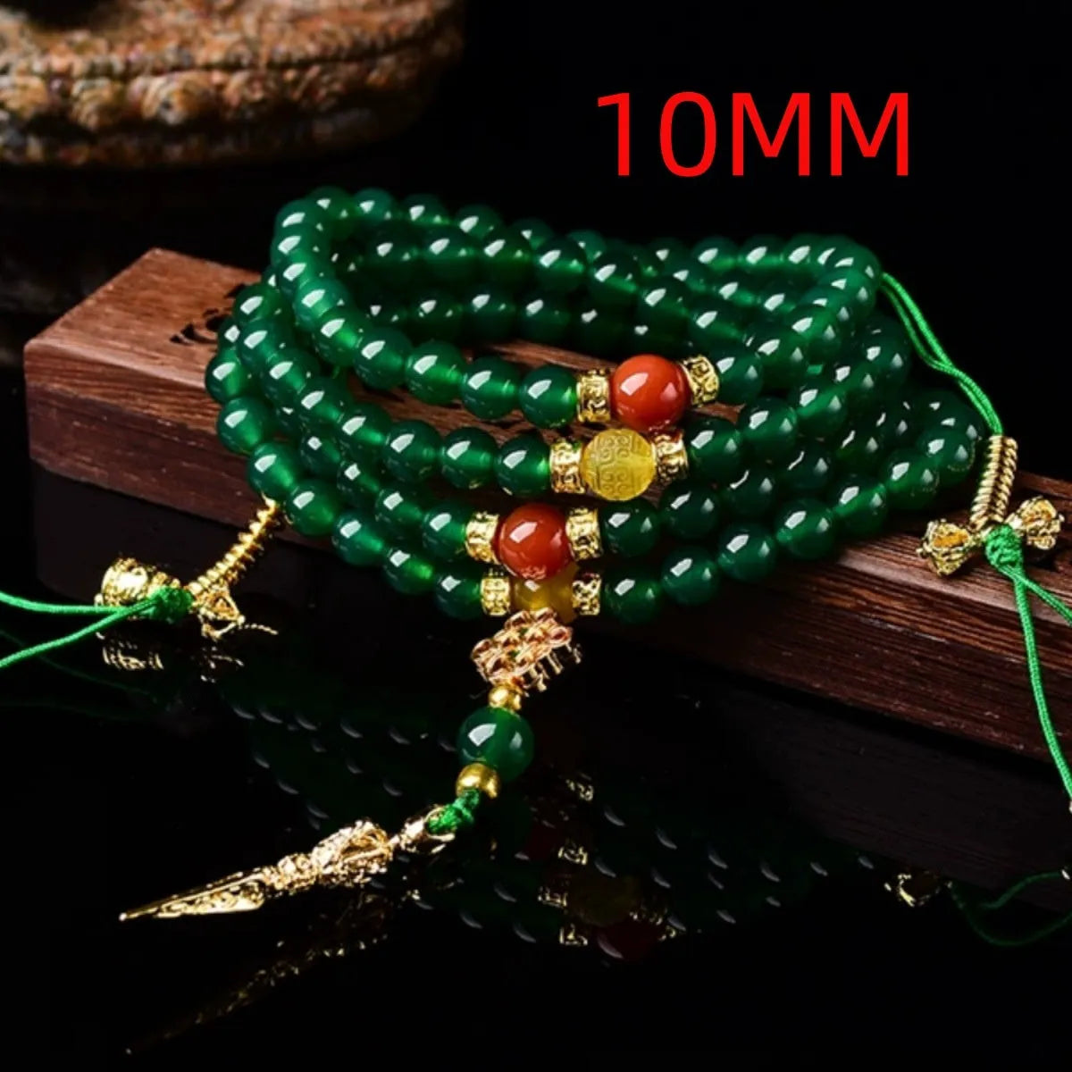 Brazilian natural green agate multi-circle bracelet showing bead detail in three size options