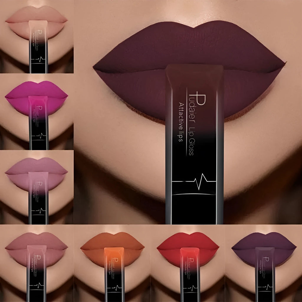 8ml matte lip gloss with 21 colour options, long-lasting waterproof finish in a tube