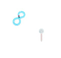 Cat toy turntable with a ball on a circular track, white and blue plastic, 50cm wide, for interactive play
