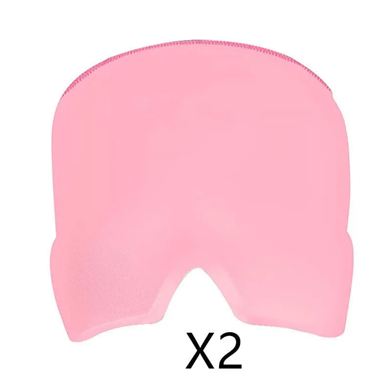 Black elastic cloth gel ice headache relief eye mask showing adjustable headband and cooling gel construction