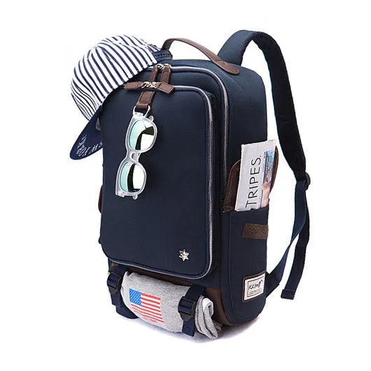 Men's large backpack in durable Oxford fabric, shown in army green colour, dimensions 30cm by 16cm by 46cm.