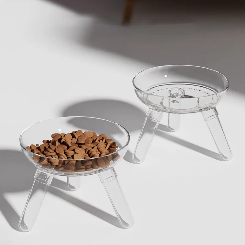 Triangle stable PC pet feeding bowl in transparent with 18.2cm diameter for cats and dogs