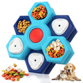 Blue 4-layer slow feeder puzzle dog bowl non-slip interactive pet tableware