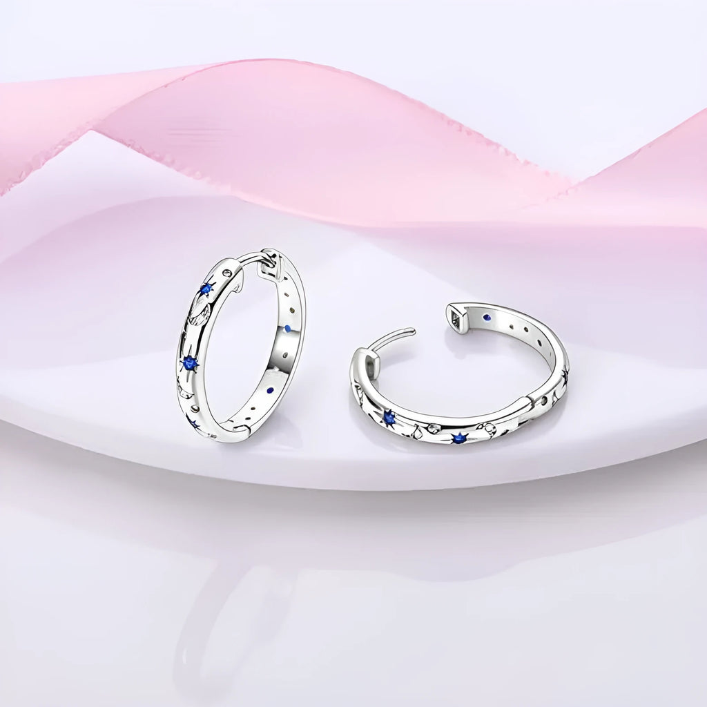 Starry bright fashion rhinestone ear clip in white gold for women, geometric moon and star design
