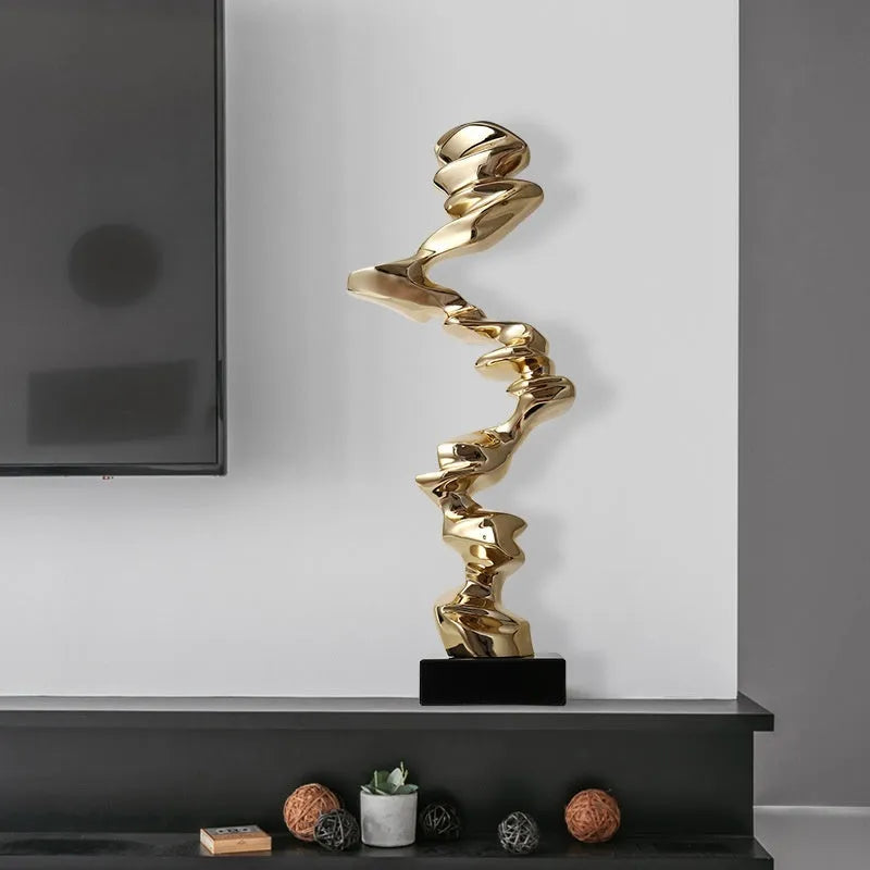 Abstract still life resin sculpture in minimalist modern design available in three colour finishes