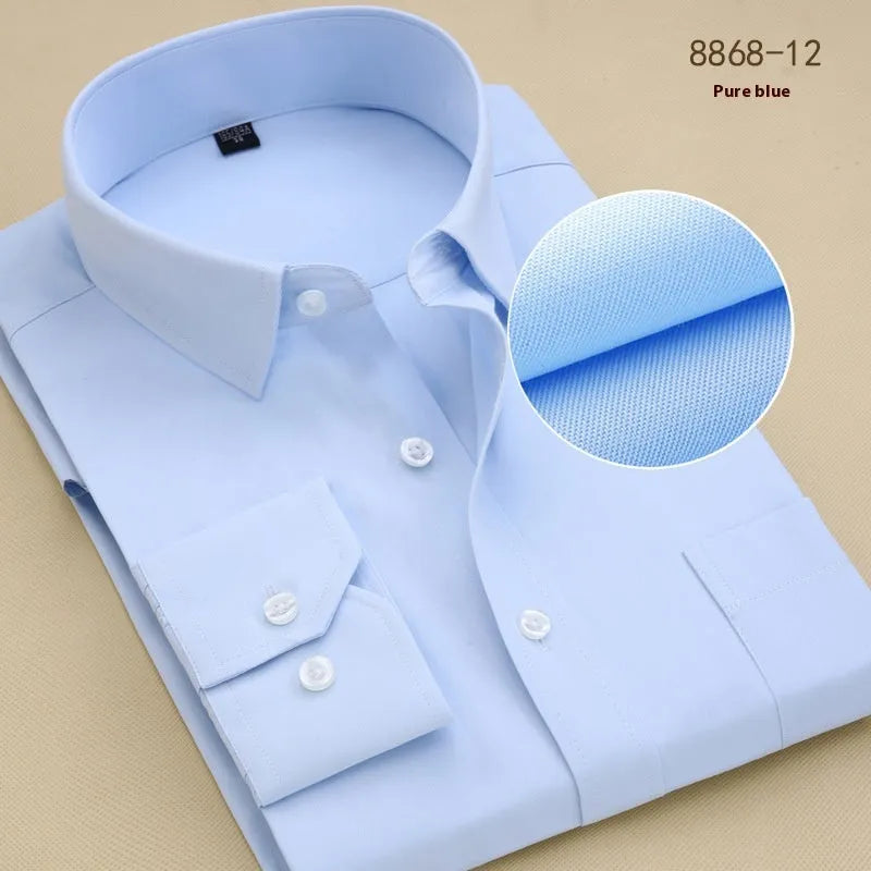 Men's black cotton long sleeve shirt with slim fit and business style
