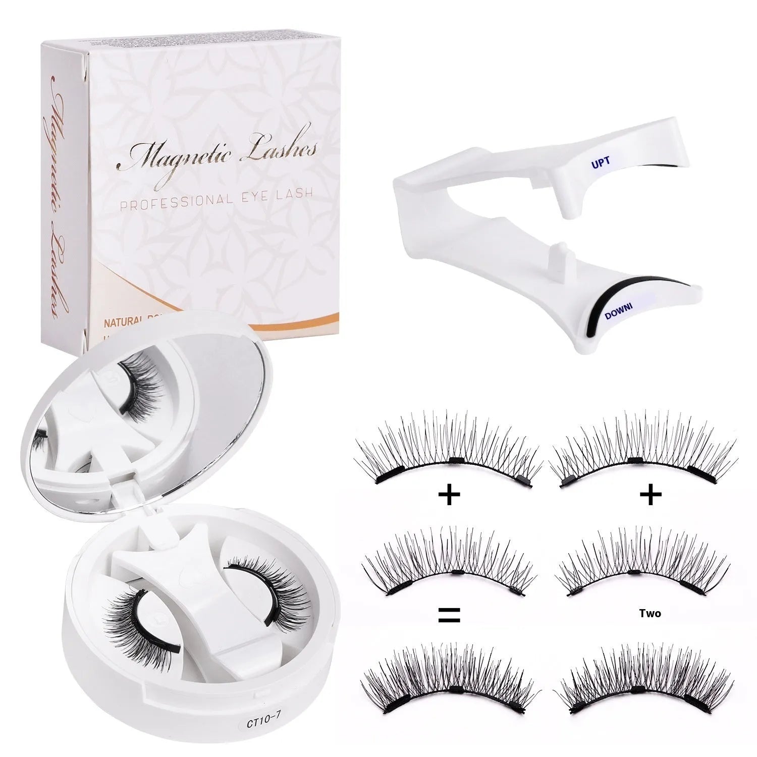 Portable integrated soap holder for magnetic false eyelashes storage, made from chemical fibre.