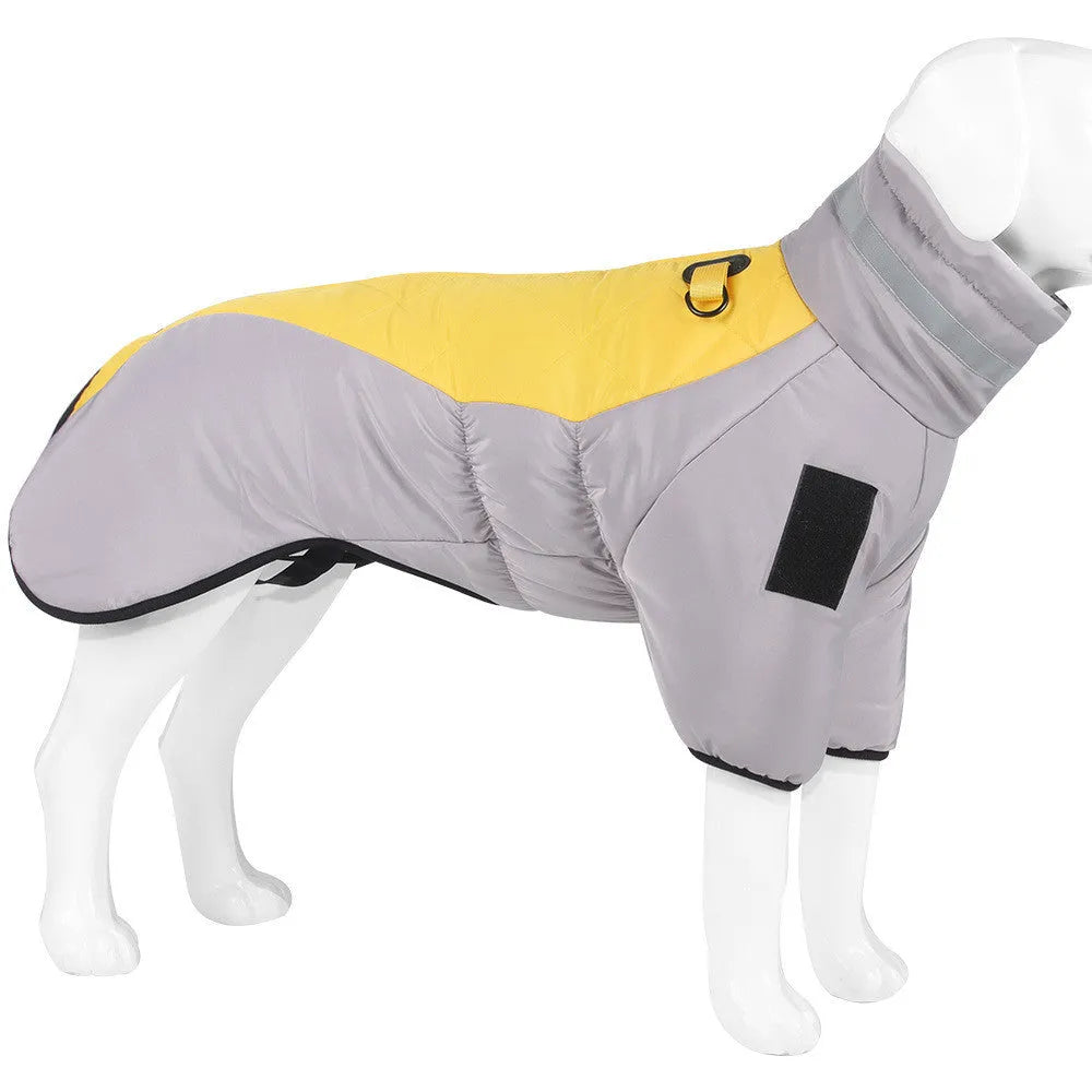Grey black thickened reflective polyester cotton dog coat for large dogs