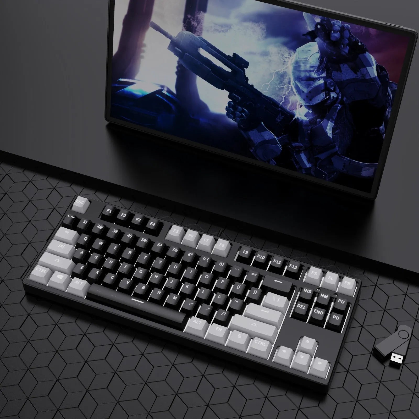 87-key wired mechanical keyboard with two-colour backlighting and hot-swappable switches