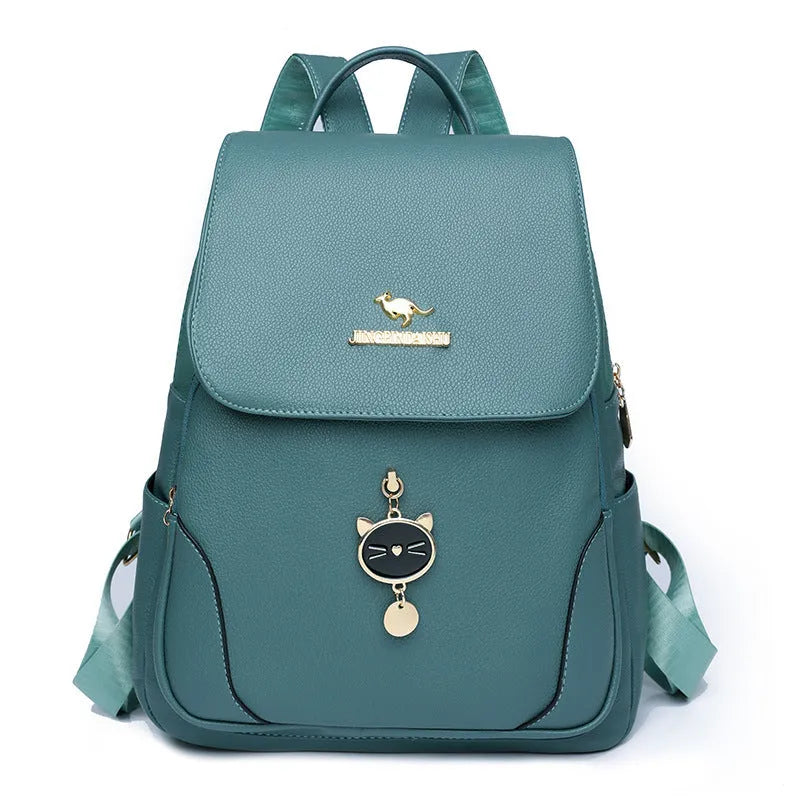 Women's casual backpack in soft PU leather with three-dimensional pockets and street trend styling