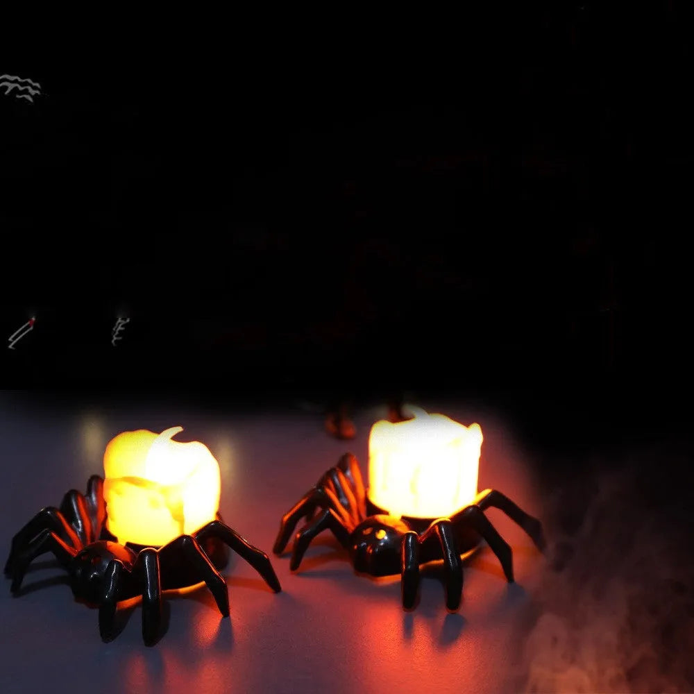 Halloween spider candlestick ornament plastic 7x8.5x5cm battery-powered light Spider lamp colour