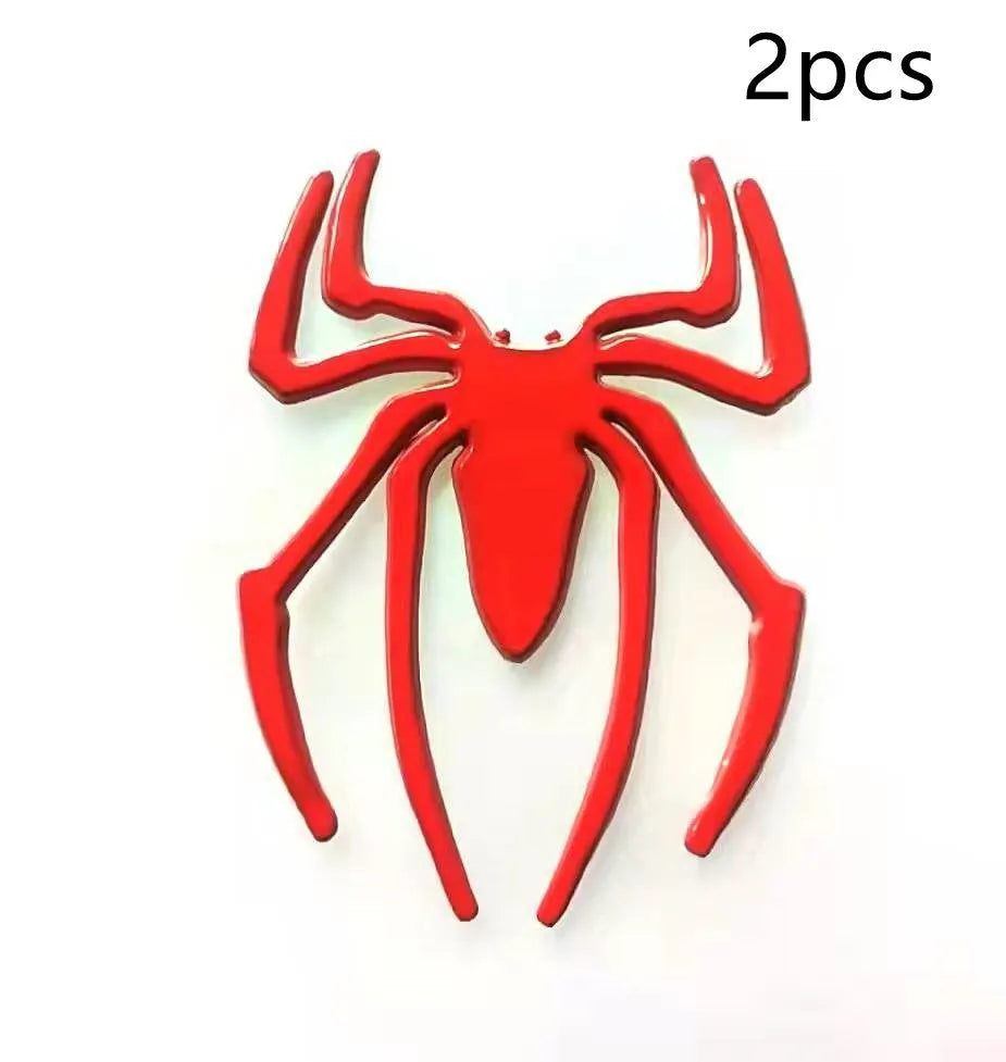 Three-dimensional zinc alloy spider bumper sticker in metallic colours